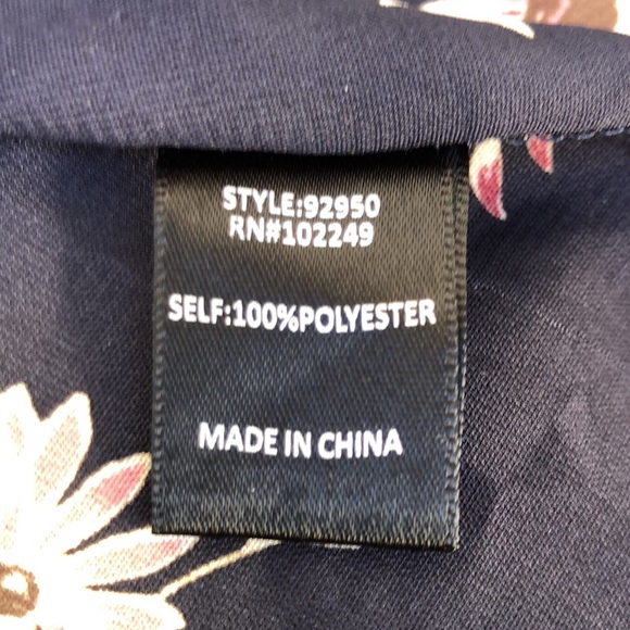 Brixon Ivy navy blue with pink floral print rollable sleeve shirt dress - Picture 6 of 8